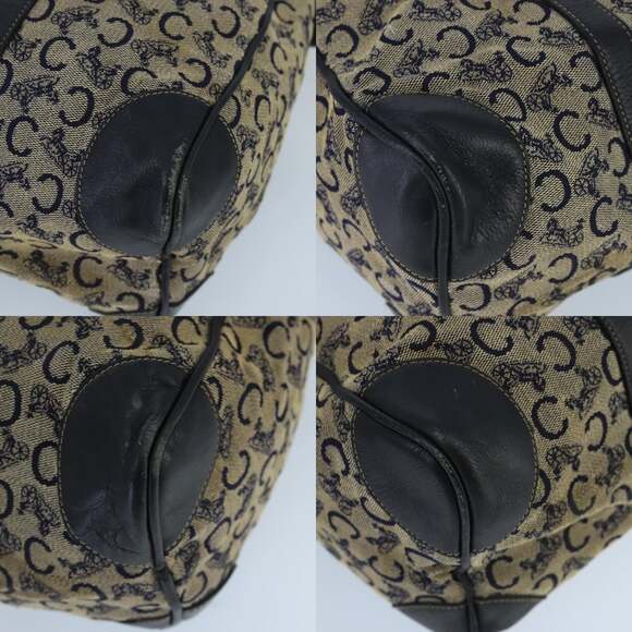 CELINE C Sulky Boston Bag Canvas Leather Navy Gold - Picture 10 of 12